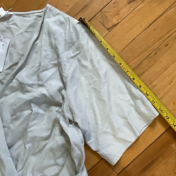 COS MINI WRAP DRESS IN DUSTY LIGHT GREEN - Picture 13 of 15